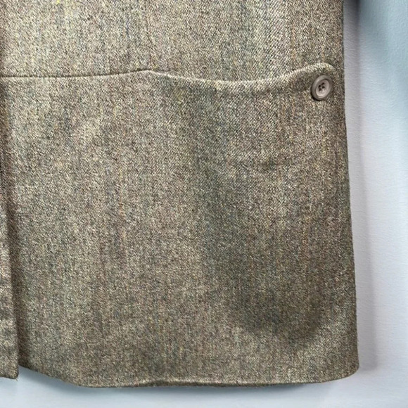 VINTAGE Simon Chang Cashmere Wool Blend Blazer Brown Tweed Button Up Size 10 - Picture 5 of 14